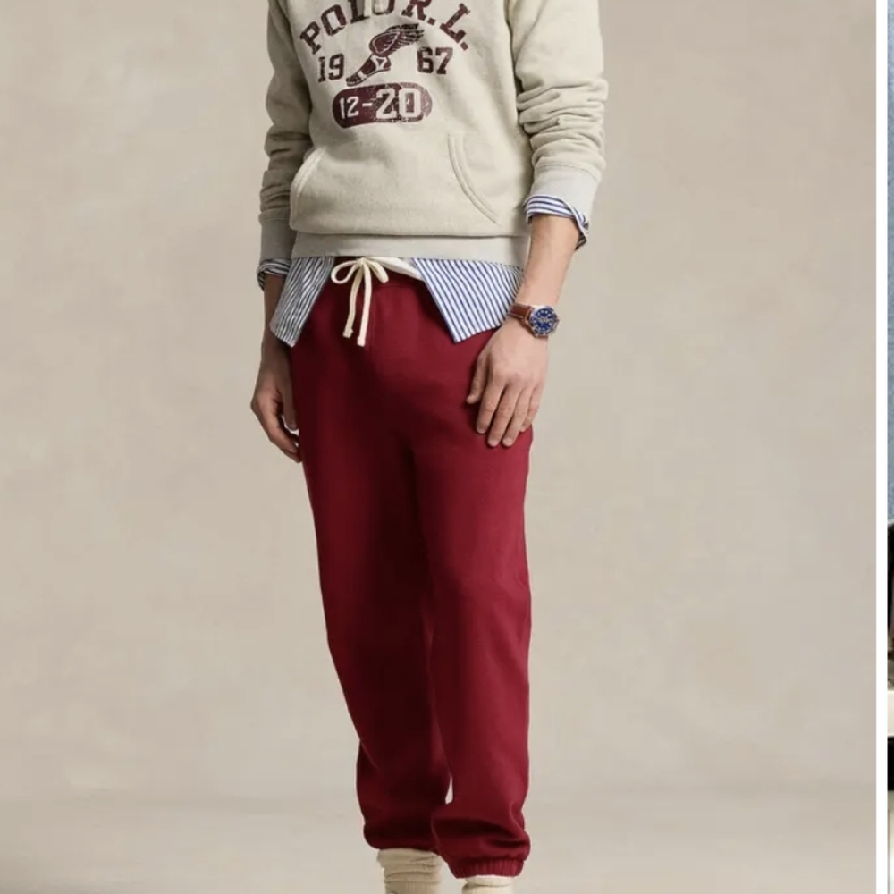 NWT Polo Ralph Lauren Signature Cotton Blend Fleece Sweatpants Size XL Deep Red
